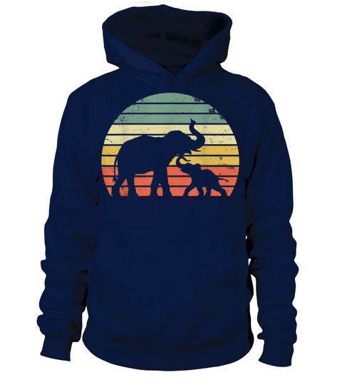 Vintage Elephant Retro Sunset Colors Silhouette Women's Hoodie