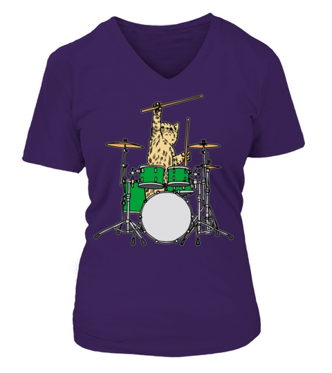 Cat drummer Women's V-Neck T-shirt