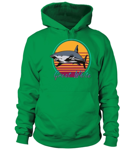 Vintage Retro 80s Art Great White Shark Novelty Women's Hoodie