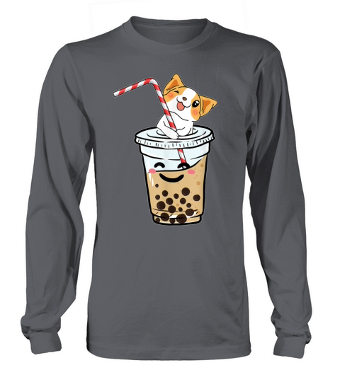 Kawaii Corgi Loves Bubble Tea Funny Bobas Welsh Do Men's Long Sleeve