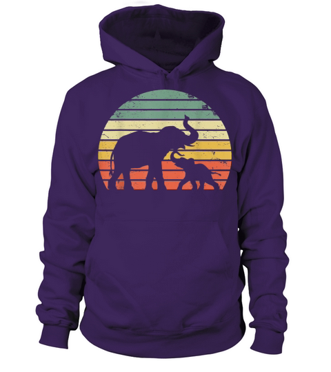Vintage Elephant Retro Sunset Colors Silhouette Men's Hoodie