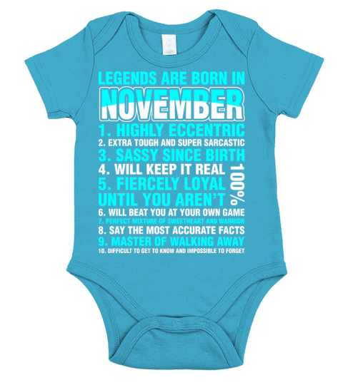 Legends Are Born In November Short Sleeve Baby One-Piece