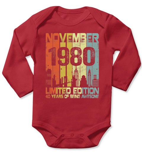 November Skyline Vintage 1980 Funny Long Sleeve Baby One-Piece