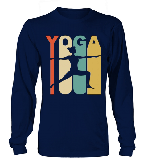 Vintage Warrior Two Yoga Pose Silhouette Retro Men's Long Sleeve