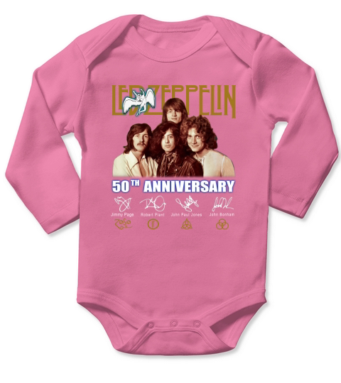 Led Zeppelin members 50th Anniversary signatures shirt Long Sleeve Baby One-Piece