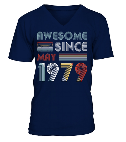 Vintage Awesome Since May 1979 40th Birthday Men's V-Neck T-shirt