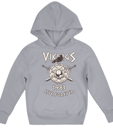 Vikings Live Forever 1983 Norse Birthday Kids Hoodie