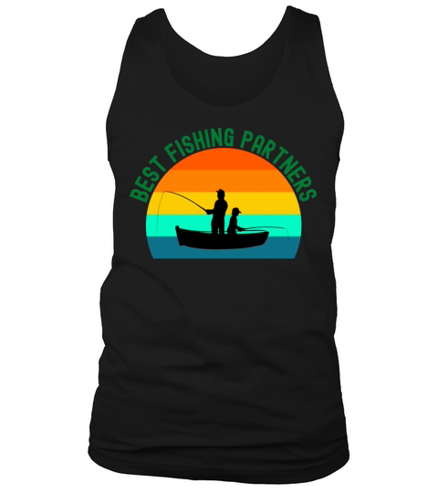 Best Fishing Partners Father Son In Boat Sunset Men's Tank Top