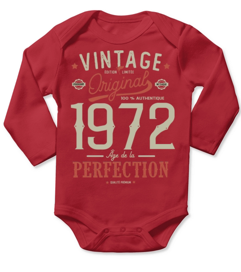 1972 Birthday Sayings 50th Birthday vintage Long Sleeve Baby One-Piece