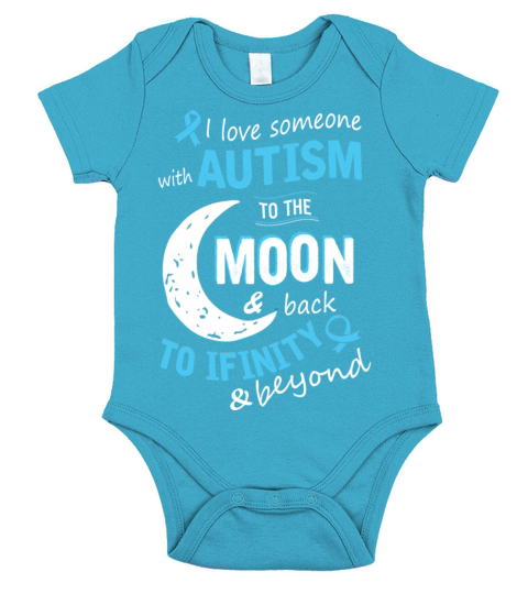 Autism - I love someone with Autism to the moon Short Sleeve Baby One-Piece