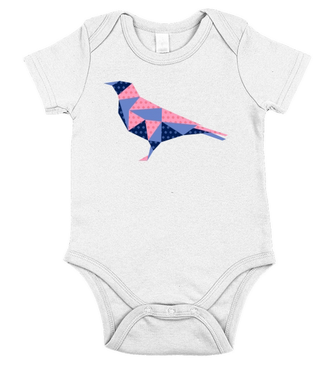 Origami pink and blue bird Short Sleeve Baby One-Piece