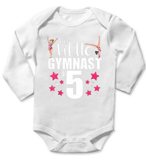 5 Year Old Gymnast Birthday Tumbling Gymnastics 5th Gift Long Sleeve Baby One-Piece