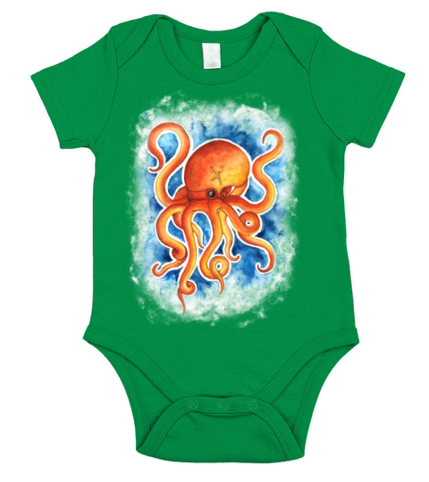 Watercolor octopus Short Sleeve Baby One-Piece