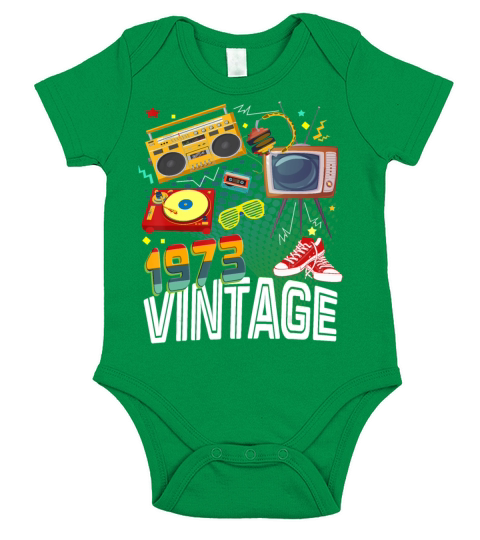 47th Birthday 47 Years Old Vintage 1973 Retro 80s Short Sleeve Baby One-Piece