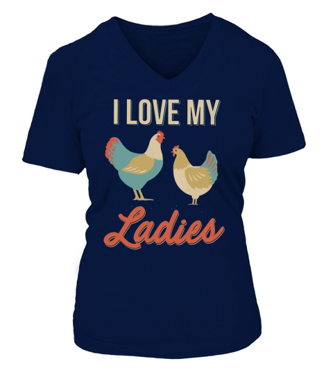 Vintage Retro I Love My Ladies Funny Chicken Farmer V-neck T-Shirt Woman