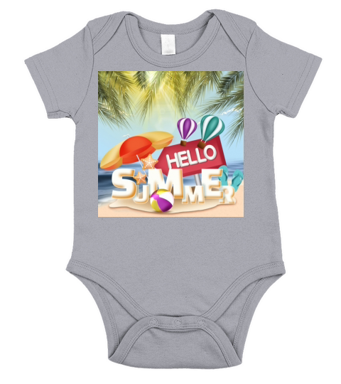 Hello Summer Beach Sea Water Short Sleeve Baby One-Piece
