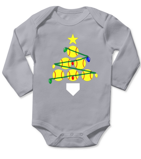 SOFTBALL  CHRISTMAS TREE Long Sleeve Baby One-Piece