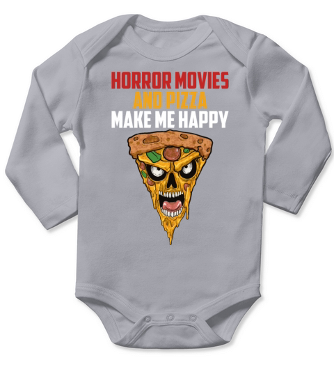 Horror Movies And Pizza Fast Food Movie Night Long Sleeve Baby One-Piece