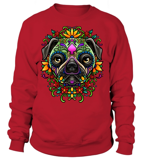 Day Of The Dead Pug Detailed Colorful Illustration Women's Sweatshirt