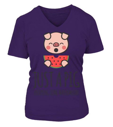 Just A Pig Enjoying Some Watermelon Women's V-Neck T-shirt