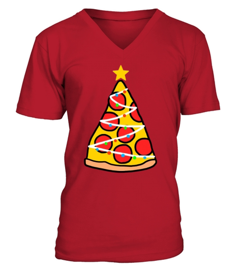Funny Pizza Christmas Tree Xmas Apparel Men's V-Neck T-shirt