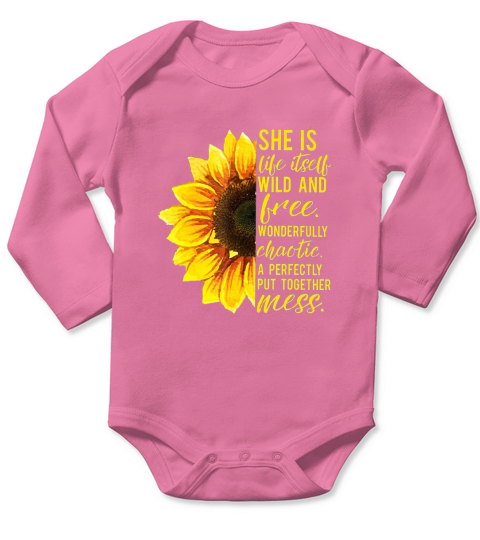 She Is Life Itself Wild And Free Sunflower Long Sleeve Baby One-Piece