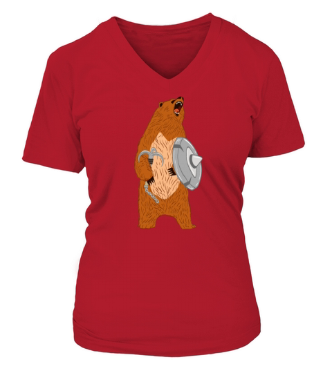Unique Bear Shirt Nice Outdoor Warrior Funny Bear Women's V-Neck T-shirt