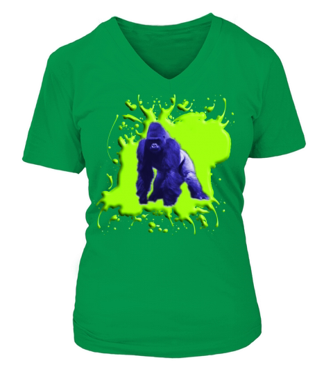 Blue Green Gorilla Women's V-Neck T-shirt