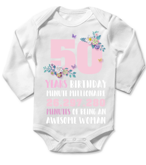 50th Birthday Gift Vintage Women T-Shirt Long Sleeve Baby One-Piece