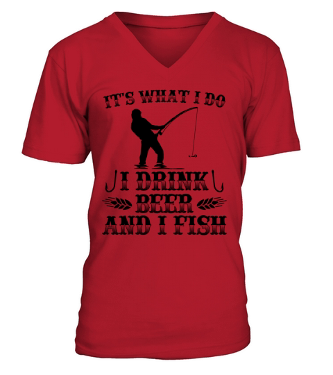 Fisherman Love To Fish & Beer Fisher Angler Men's V-Neck T-shirt