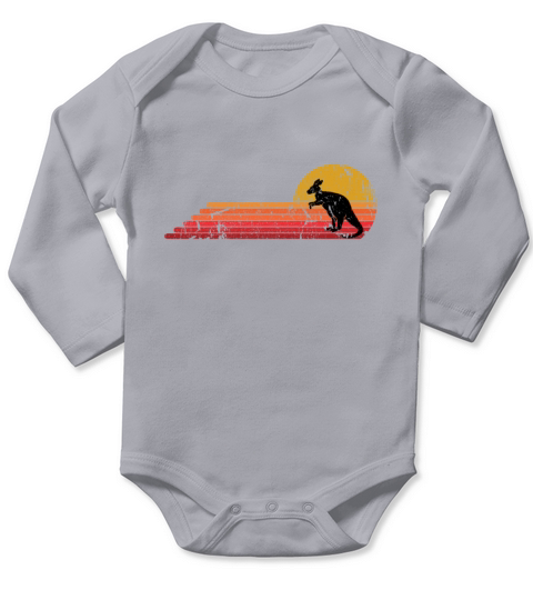 Kangaroo Animal Retro Vintage Style Long Sleeve Baby One-Piece