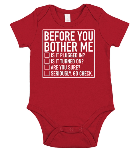 Tech Support Checklist Before You Bother Me IT Short Sleeve Baby One-Piece