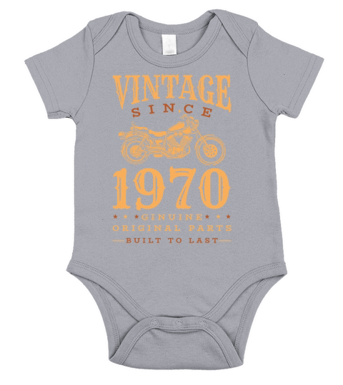 1970 Vintage born Motorcycle Birthday gift idea Short Sleeve Baby One-Piece