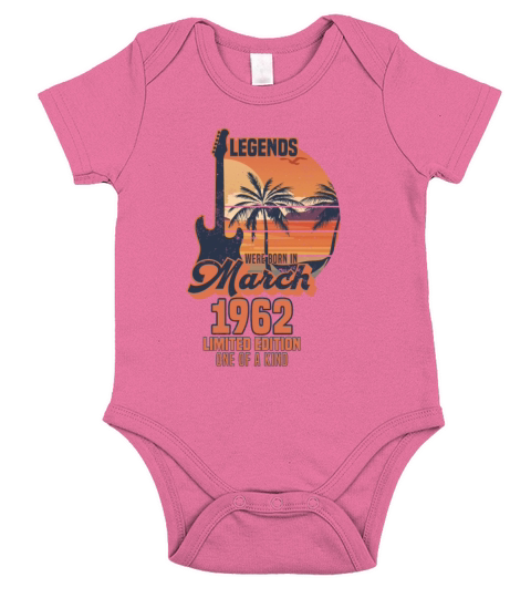 Legends March Born - Guitar 60th Birthday Short Sleeve Baby One-Piece