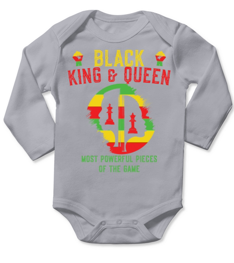 Black King and Queen Most Powerful Piece Long Sleeve Baby One-Piece