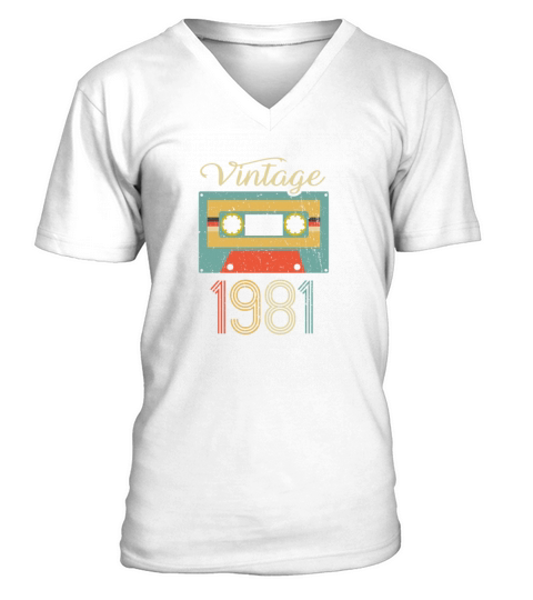 Vintage Cassette 1981 41st Birthday 41 Years Gift V-Neck T-shirt
