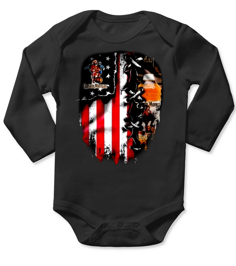 Captain Morgan inside American flag Long Sleeve Baby One-Piece