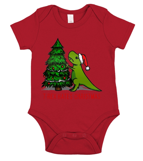 T Rex Hates Christmas Short Sleeve Baby One-Piece