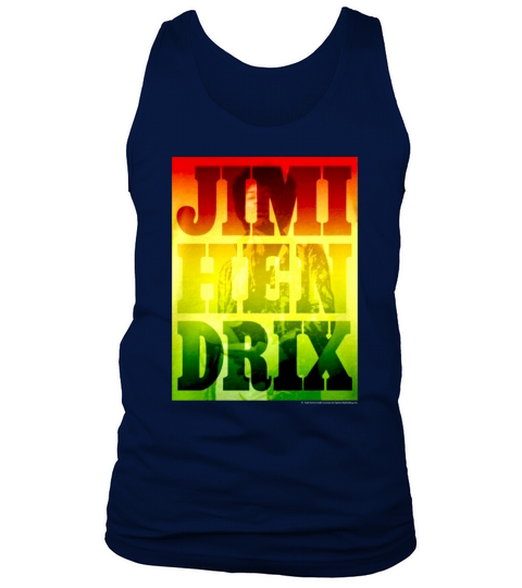 Jimi Hendrix Rasta Colors Typographic Poster Graphic T-Shirt Tank Top Unisex