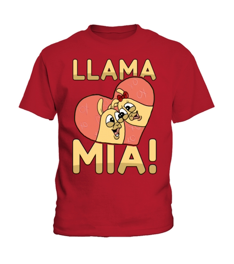 Llama Mia Valentines Day Pink Love Heart Gift Kids T-Shirt