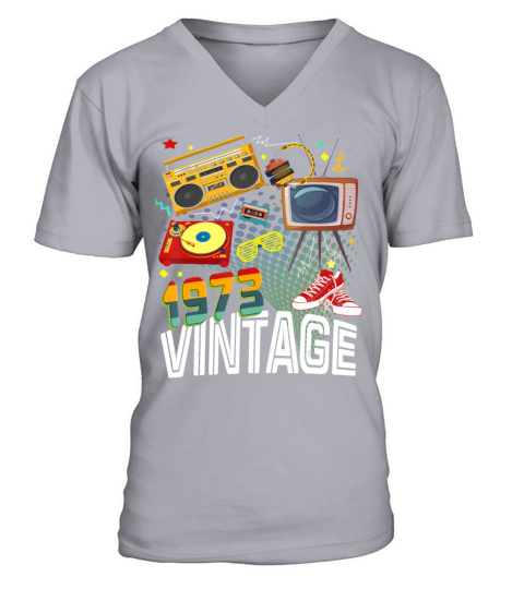 47th Birthday 47 Years Old Vintage 1973 Retro 80s Men's V-Neck T-shirt