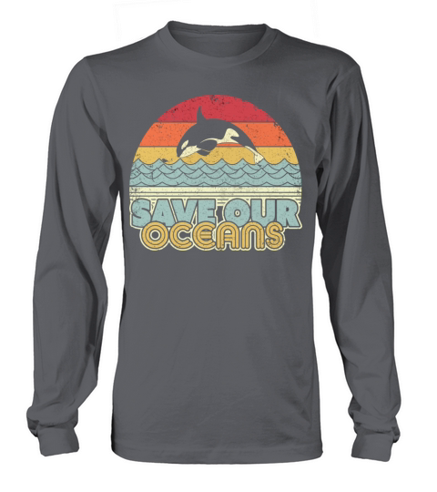 Save Our Oceans Orca Whale Retro Climate Change Men's Long Sleeve