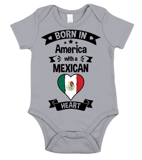 Born In America With A Mexican Heart Short Sleeve Baby One-Piece