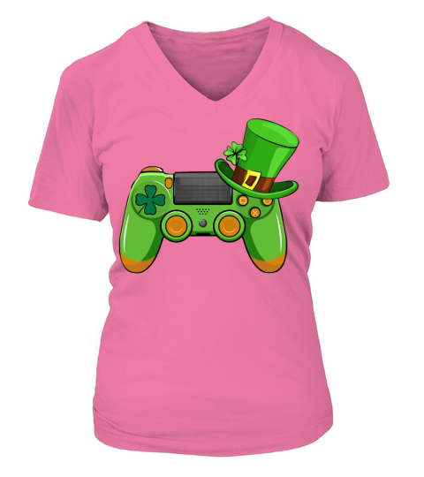 St Patrick Video Game Controller Leprechaun Hat Co V-neck T-Shirt Woman