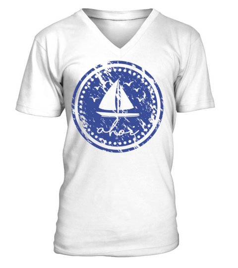 Sailboat Vintage Retro Used Look Ahoy V-Neck T-shirt