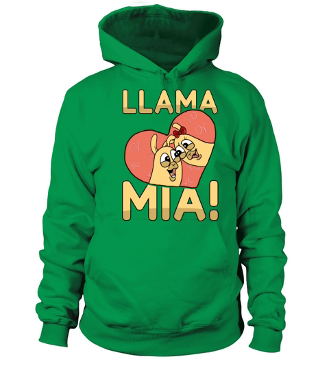 Llama Mia Valentines Day Pink Love Heart Gift Men's Hoodie