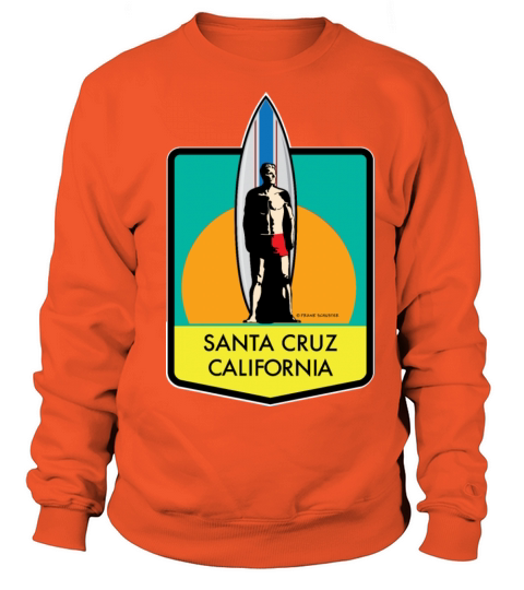 Santa Cruz California Surfer Statue Sunset Yellow Women's Sweatshirt