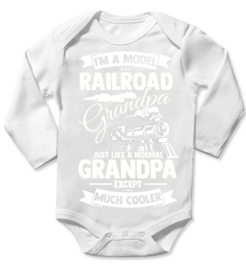 Railroad Train Cool Grandpa Long Sleeve Baby One-Piece
