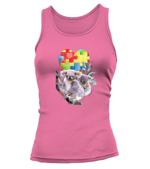 Autism Awareness Mommy Koala Bear with Baby Puzzle Heart Tank top Woman