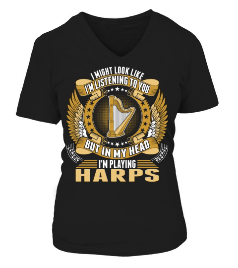 Im Playing Harps Tshirt V-neck T-Shirt Woman